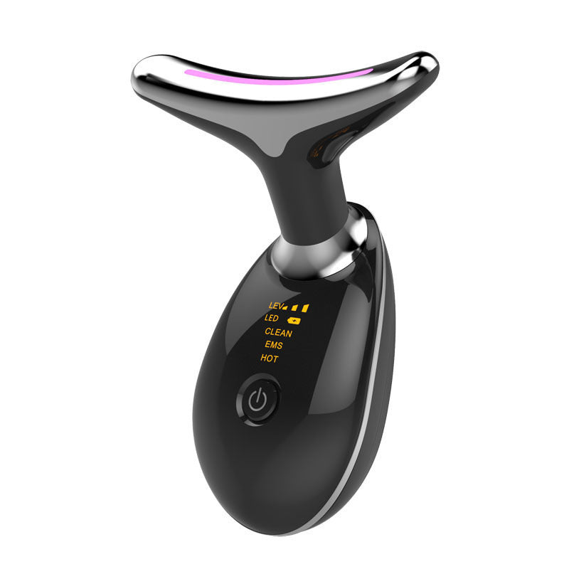 Black neck and face massager, front view